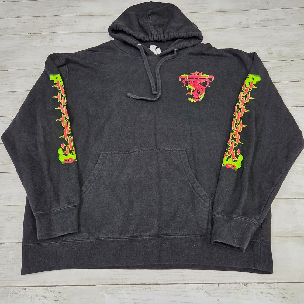 Independent Trading Co Anime Graphic Hoodie Streetwear Mens XL Black‎ Neon Slime